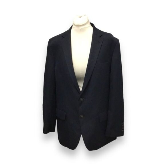 Haggar Active Series Mens 2 Button Tailor Fit Solid Blazer, Navy, size 46R - Picture 1 of 9